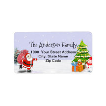 Santa Claus Ice Skating  Address Label
