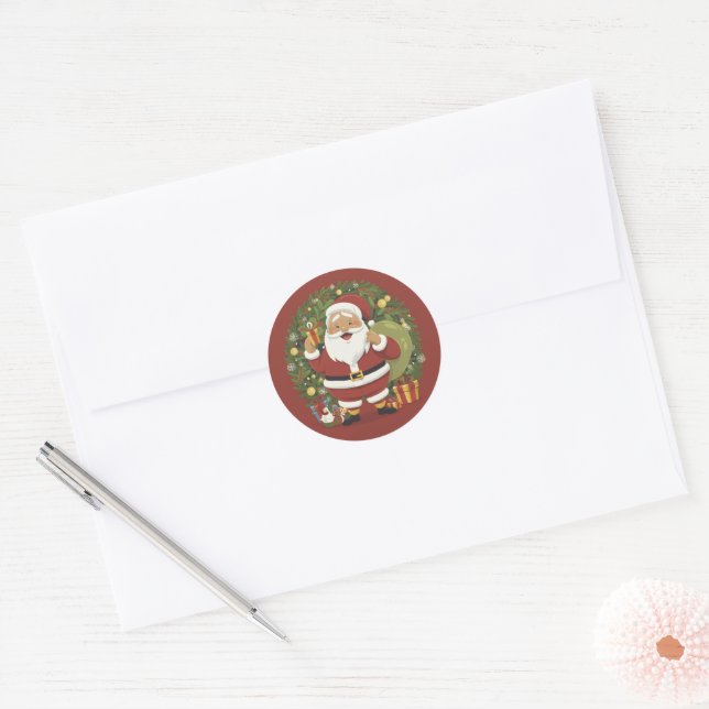 Santa Claus Illustration Christmas Sticker (Envelope)