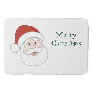 Santa Claus Illustration & Text Bath Mat