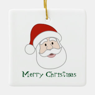Santa Claus Illustration & Text Ceramic Tree Decoration