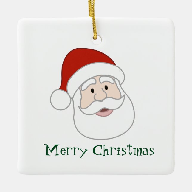 Santa Claus Illustration & Text Ceramic Tree Decoration (Front)