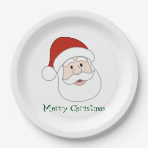 Santa Claus Illustration & Text Paper Plate
