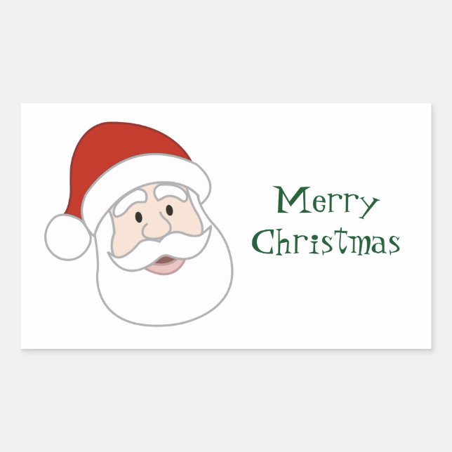 Santa Claus Illustration & Text Rectangular Sticker (Front)