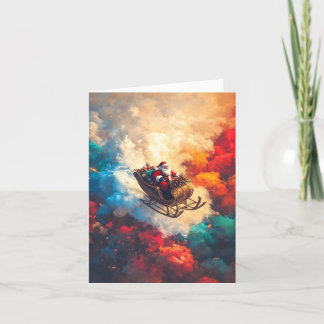 Santa Claus in a Dreamy Sky  Holiday Card