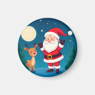 Santa Claus in a Magical Winter Scene Magnet