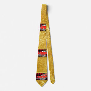 Santa Claus in a red old timer antique vintage car Tie