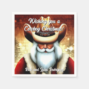 Santa Claus in a Western Hat Christmas Napkin