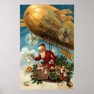 Santa Claus in Airship Poster