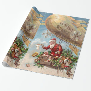 Santa Claus in Airship Wrapping Paper