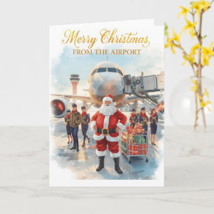 Santa Claus in at the airport Card
