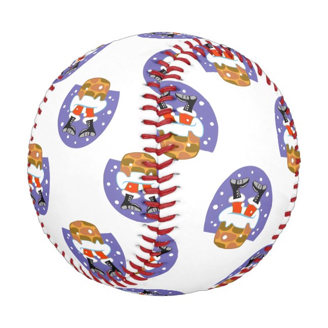 Santa Claus In Chimney, Snow, Christmas, New Year Baseball (Angled)