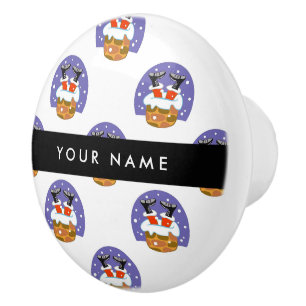 Santa Claus In Chimney, Snow, Christmas, New Year Ceramic Knob