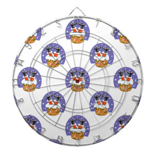 Santa Claus In Chimney, Snow, Christmas, New Year Dartboard