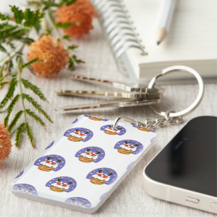 Santa Claus In Chimney, Snow, Christmas, New Year Key Ring