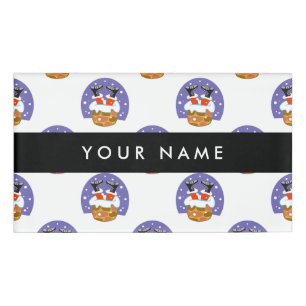 Santa Claus In Chimney, Snow, Christmas, New Year Name Tag