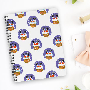 Santa Claus In Chimney, Snow, Christmas, New Year Notebook