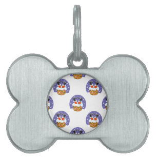 Santa Claus In Chimney, Snow, Christmas, New Year Pet ID Tag