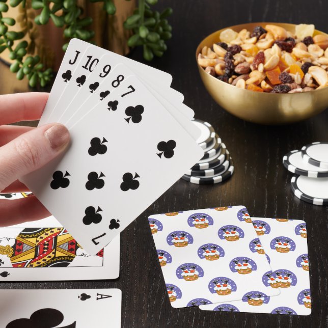 Santa Claus In Chimney, Snow, Christmas, New Year Playing Cards (In Situ)
