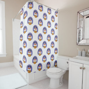 Santa Claus In Chimney, Snow, Christmas, New Year Shower Curtain