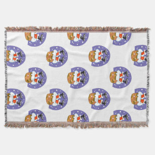 Santa Claus In Chimney, Snow, Christmas, New Year Throw Blanket