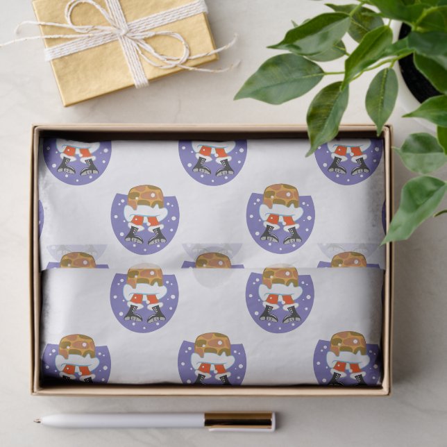 Santa Claus In Chimney, Snow, Christmas, New Year Tissue Paper (Gift)