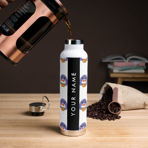 Santa Claus In Chimney, Snow, Christmas, New Year Water Bottle