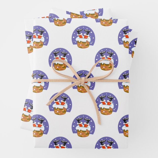 Santa Claus In Chimney, Snow, Christmas, New Year Wrapping Paper Sheet (In situ)
