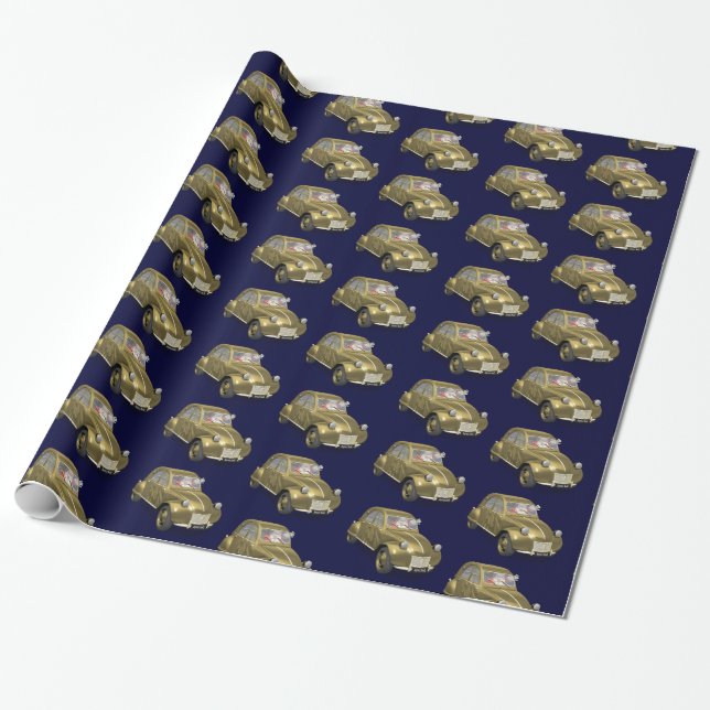 Santa Claus In Citroen 2CV Wrapping Paper (Unrolled)