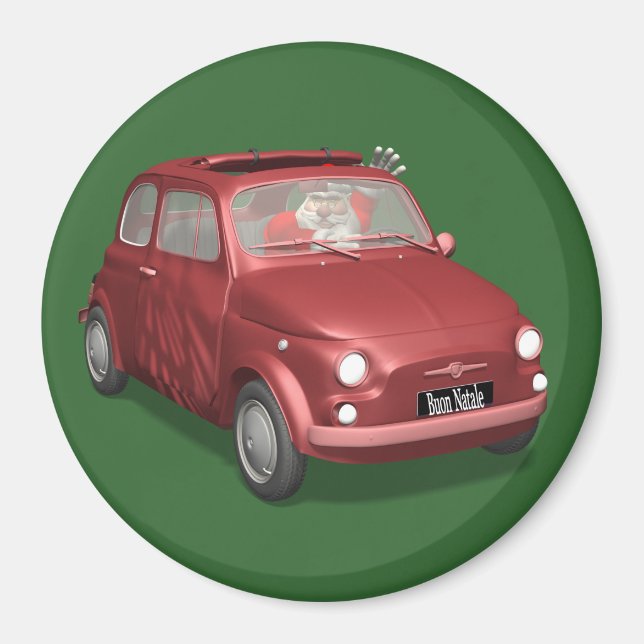 Santa Claus In Fiat 500 Magnet (Front)