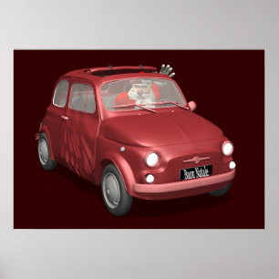 Santa Claus In Fiat 500 Poster