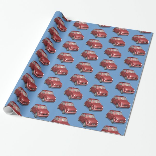 Santa Claus In Fiat 500 Wrapping Paper (Unrolled)