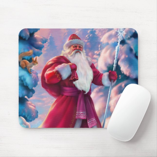 Santa Claus in forest Mouse Mat (With Mouse)