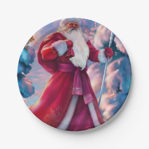 Santa Claus in forest Paper Plate