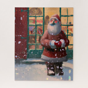 Santa Claus in Front of Toy Shop AI Art Jigsaw Puzzle