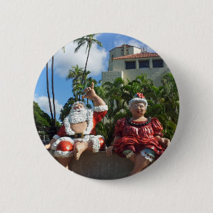 Santa Claus in Hawaii 6 Cm Round Badge