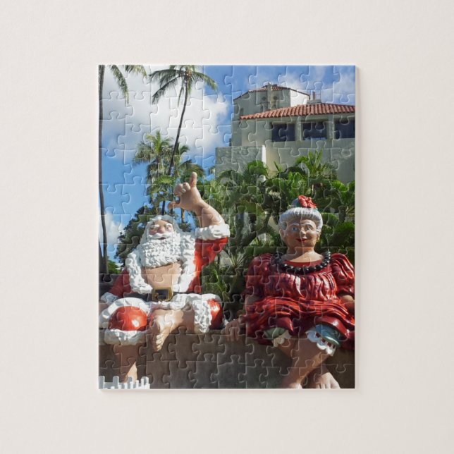 Santa Claus in Hawaii Jigsaw Puzzle (Vertical)