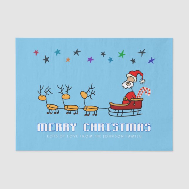 Santa Claus in his Sled with Reindeers Tissue Paper (Front)