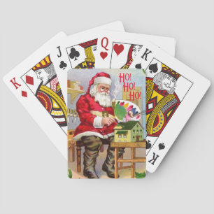 Santa Claus In His Workshop Playing Cards