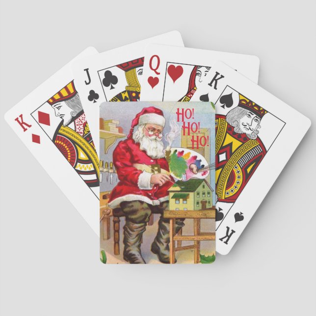 Santa Claus In His Workshop Playing Cards (Back)