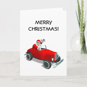 Santa Claus In Hot Rod Holiday Card