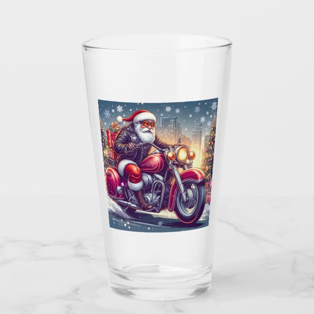 Santa Claus in motorcycle mode Glass (Front)