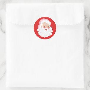Santa Claus in Pink Hat Vintage Christmas Classic Round Sticker