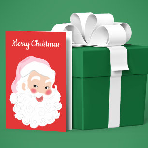 Santa Claus in Pink Hat Vintage Christmas Holiday Card