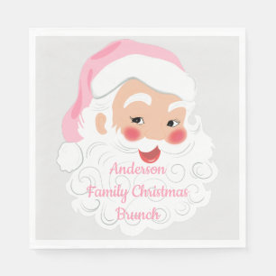 Santa Claus in Pink Hat Vintage Christmas Napkin
