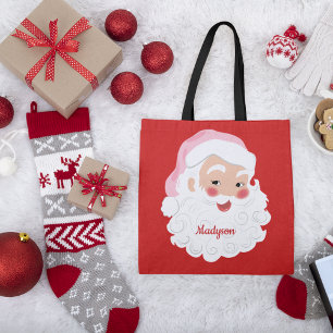 Santa Claus in Pink Hat Vintage Christmas Tote Bag
