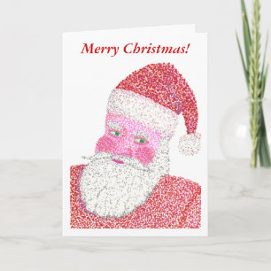 Santa Claus in Pointillism Merry Christmas cards