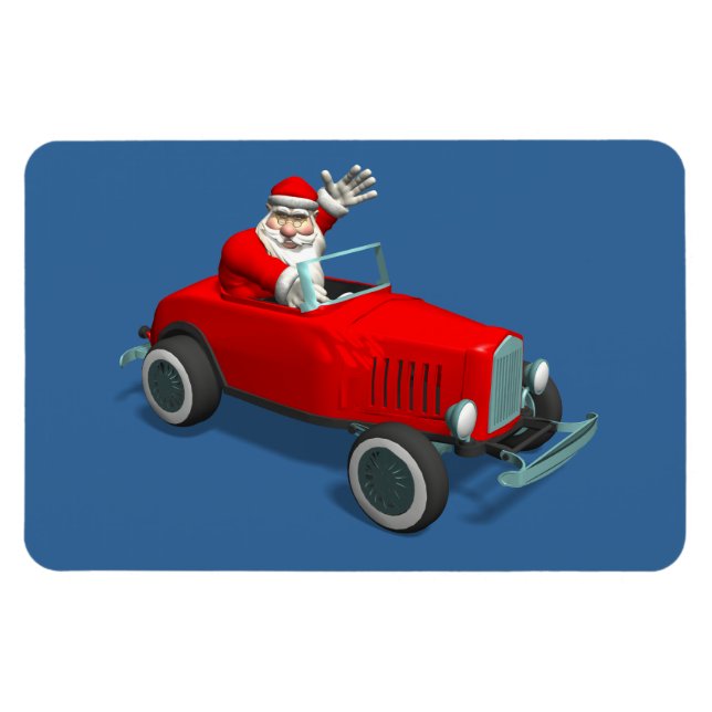 Santa Claus In Red Hot Rod Magnet (Horizontal)