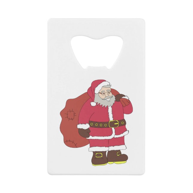 Santa Claus in red with gift bag and eyeglasses  (Front)
