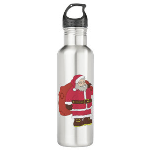 Santa Claus in red with gift bag and eyeglasses  710 Ml Water Bottle
