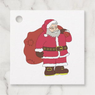 Santa Claus in red with gift bag and eyeglasses Favour Tags